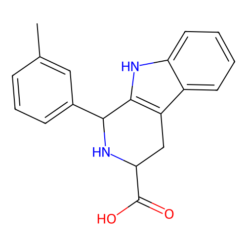 1-(3-methylphenyl)-2,3,4,9-tetrahydro-1H-beta-carboline-3-carboxylic acid structure