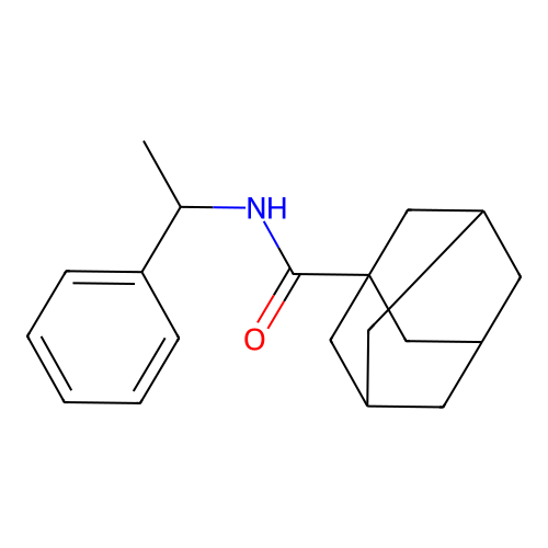 N-(1-phenylethyl)adamantane-1-carboxamide structure