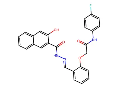 N-(4-Fluorophenyl)-2-(2-{[2-(3-hydroxynaphthalene-2-carbonyl)hydrazinylidene]methyl}phenoxy)acetamide structure