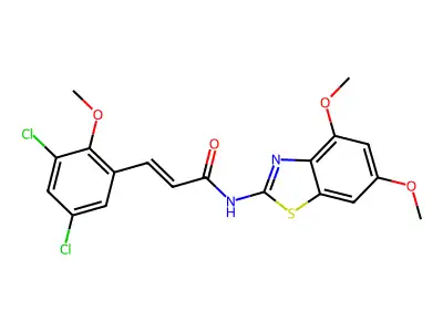 3-(3,5-dichloro-2-methoxyphenyl)-N-(4,6-dimethoxy-1,3-benzothiazol-2-yl)prop-2-enamide structure