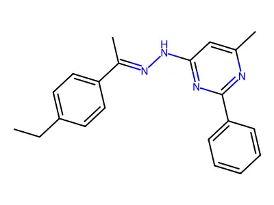 N-[(E)-1-(4-ethylphenyl)ethylideneamino]-6-methyl-2-phenylpyrimidin-4-amine structure