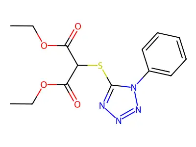 Diethyl 2-(1-phenyl-1,2,3,4-tetraazol-5-ylthio)propane-1,3-dioate structure