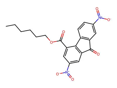 Hexyl 2,7-dinitro-9-oxofluorene-4-carboxylate structure