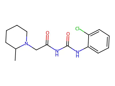 N-(((2-Chlorophenyl)amino)carbonyl)-2-methyl-1-piperidineacetamide structure