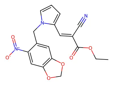 ethyl (E)-2-cyano-3-[1-[(6-nitro-1,3-benzodioxol-5-yl)methyl structure