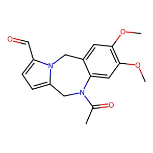 5-acetyl-2,3-dimethoxy-6,11-dihydropyrrolo[2,1-c][1,4]benzodiazepine-9-carbaldehyde structure