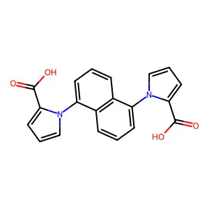1-[5-(2-Carboxypyrrol-1-yl)naphthalen-1-yl]pyrrole-2-carboxylic acid structure