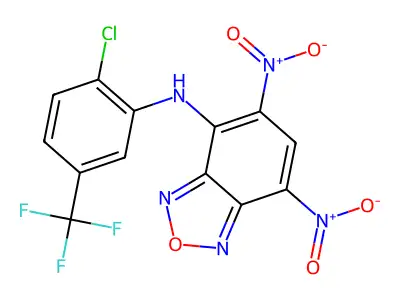 N-[2-chloro-5-(trifluoromethyl)phenyl]-5,7-dinitro-2,1,3-benzoxadiazol-4-amine structure
