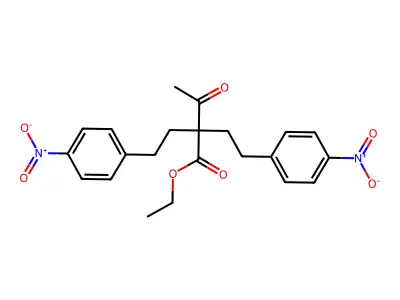Ethyl 2,2-bis[2-(4-nitrophenyl)ethyl]-3-oxobutanoate structure