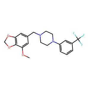 1-[(7-methoxy-1,3-benzodioxol-5-yl)methyl]-4-[3-(trifluoromethyl)phenyl]piperazine structure