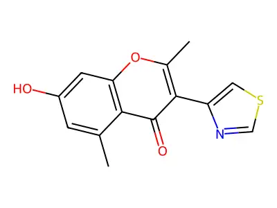 4H-1-Benzopyran-4-one, 7-hydroxy-2,5-dimethyl-3-(4-thiazolyl)- structure