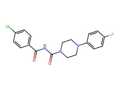 N-(4-chlorobenzoyl)-4-(4-fluorophenyl)piperazine-1-carboxamide structure