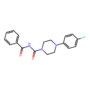 N-benzoyl-4-(4-fluorophenyl)piperazine-1-carboxamide structure
