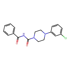 N-benzoyl-4-(3-chlorophenyl)-1-piperazinecarboxamide structure