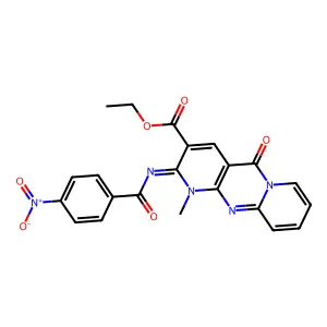 (Z)-ethyl 1-methyl-2-((4-nitrobenzoyl)imino)-5-oxo-2,5-dihydro-1H-dipyrido[1,2-a:2',3'-d]pyrimidine-3-carboxylate structure