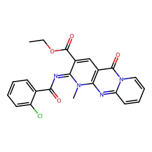 (Z)-ethyl 2-((2-chlorobenzoyl)imino)-1-methyl-5-oxo-2,5-dihydro-1H-dipyrido[1,2-a:2',3'-d]pyrimidine-3-carboxylate structure