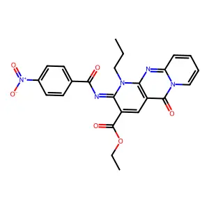 (Z)-ethyl 2-((4-nitrobenzoyl)imino)-5-oxo-1-propyl-2,5-dihydro-1H-dipyrido[1,2-a:2',3'-d]pyrimidine-3-carboxylate structure