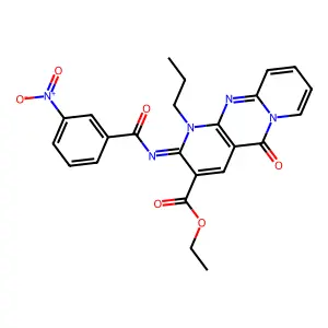 (Z)-ethyl 2-((3-nitrobenzoyl)imino)-5-oxo-1-propyl-2,5-dihydro-1H-dipyrido[1,2-a:2',3'-d]pyrimidine-3-carboxylate structure