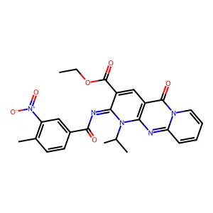 (Z)-ethyl 1-isopropyl-2-((4-methyl-3-nitrobenzoyl)imino)-5-oxo-2,5-dihydro-1H-dipyrido[1,2-a:2',3'-d]pyrimidine-3-carboxylate structure