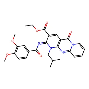 (Z)-ethyl 2-((3,4-dimethoxybenzoyl)imino)-1-isobutyl-5-oxo-2,5-dihydro-1H-dipyrido[1,2-a:2',3'-d]pyrimidine-3-carboxylate structure