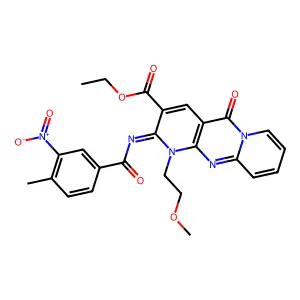 (Z)-ethyl 1-(2-methoxyethyl)-2-((4-methyl-3-nitrobenzoyl)imino)-5-oxo-2,5-dihydro-1H-dipyrido[1,2-a:2',3'-d]pyrimidine-3-carboxylate structure