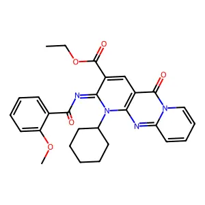 (Z)-ethyl 1-cyclohexyl-2-((2-methoxybenzoyl)imino)-5-oxo-2,5-dihydro-1H-dipyrido[1,2-a:2',3'-d]pyrimidine-3-carboxylate structure
