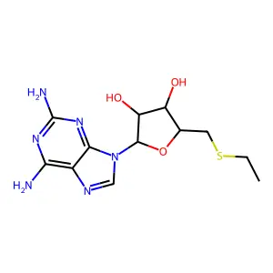 9-(5-S-ethyl-5-thiopentofuranosyl)-9H-purine-2,6-diamine structure