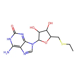 6-amino-9-[5-(ethylsulfanylmethyl)-3,4-dihydroxyoxolan-2-yl]-1H-purin-2-one structure