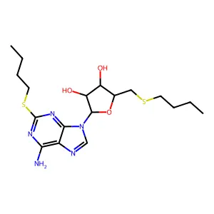2-(6-Amino-2-butylsulfanylpurin-9-yl)-5-(butylsulfanylmethyl)oxolane-3,4-diol structure