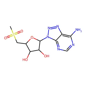 2-(7-aminotriazolo[4,5-d]pyrimidin-3-yl)-5-(methylsulfonylmethyl)oxolane-3,4-diol structure