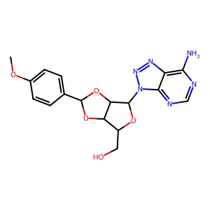 [4-(7-aminotriazolo[4,5-d]pyrimidin-3-yl)-2-(4-methoxyphenyl)-3a,4,6,6a-tetrahydrofuro[3,4-d][1,3]dioxol-6-yl]methanol structure