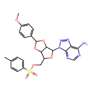 [4-(7-aminotriazolo[4,5-d]pyrimidin-3-yl)-2-(4-methoxyphenyl)-3a,4,6,6a-tetrahydrofuro[3,4-d][1,3]dioxol-6-yl]methyl 4-methylbenzenesulfonate structure