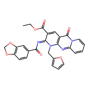 (Z)-ethyl 2-((benzo[d][1,3]dioxole-5-carbonyl)imino)-1-(furan-2-ylmethyl)-5-oxo-2,5-dihydro-1H-dipyrido[1,2-a:2',3'-d]pyrimidine-3-carboxylate structure