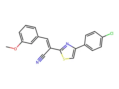 (E)-2-[4-(4-chlorophenyl)-1,3-thiazol-2-yl]-3-(3-methoxyphenyl)prop-2-enenitrile structure
