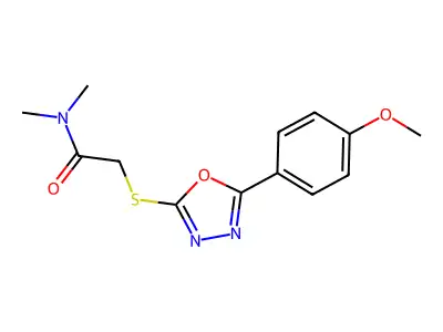 2-[[5-(4-methoxyphenyl)-1,3,4-oxadiazol-2-yl]sulfanyl]-N,N-dimethylacetamide structure