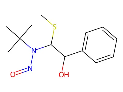 alpha-(((1,1-Dimethylethyl)nitrosoamino)(methythio)methyl)benzenemethanol structure
