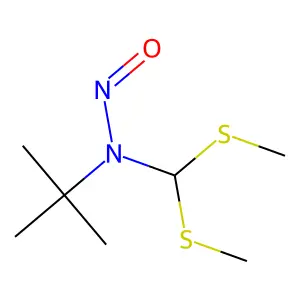 2-Propanamine, N-(bis(methylthio)methyl)-2-methyl-N-nitroso- structure