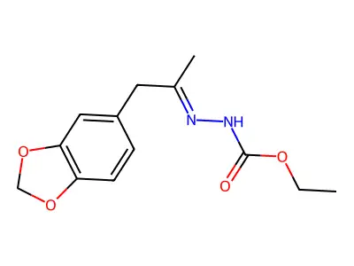 Ethyl 2-[2-(1,3-benzodioxol-5-yl)-1-methylethylidene]hydrazinecarboxylate structure