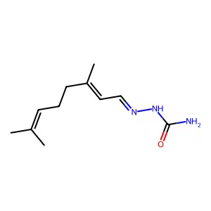 cis-3,7-Dimethyl-2,6-octadienal semicarbazone structure
