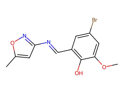 4-Bromo-2-methoxy-6-[(5-methyl-1,2-oxazol-3-yl)iminomethyl]phenol structure
