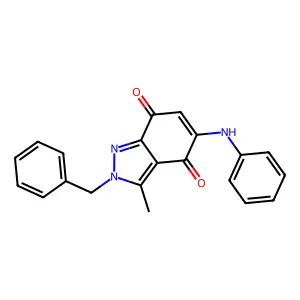 5-Anilino-2-benzyl-3-methyl-2H-indazole-4,7-dione structure