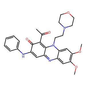 1-Acetyl-3-anilino-7,8-dimethoxy-10-(2-morpholin-4-ylethyl)phenazin-2-one structure