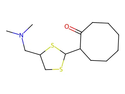 Cyclooctanone, 2-(4-((dimethylamino)methyl)-1,3-dithiolan-2-yl)- structure