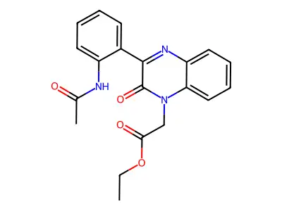 Ethyl (3-(2-(acetylamino)phenyl)-2-oxo-1(2H)-quinoxalinyl)acetate structure