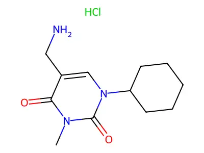 Uracil, 5-(aminomethyl)-1-cyclohexyl-3-methyl-, monohydrochloride structure