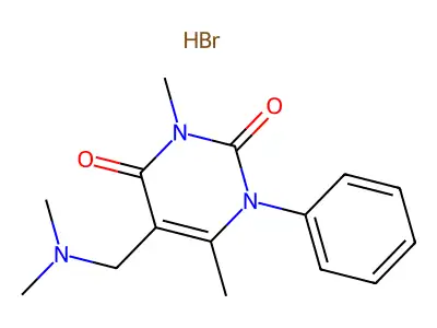 Uracil, 3,6-dimethyl-5-((dimethylamino)methyl)-1-phenyl-, monohydrobromide structure