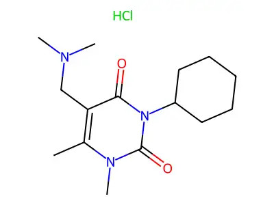 Uracil, 3-cyclohexyl-1,6-dimethyl-5-((dimethylamino)methyl)-, monohydrochloride structure