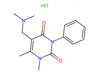 Uracil, 1,6-dimethyl-5-((dimethylamino)methyl)-3-phenyl-, monohydrochloride structure