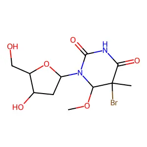 5-bromo-1-[4-hydroxy-5-(hydroxymethyl)oxolan-2-yl]-6-methoxy-5-methyl-1,3-diazinane-2,4-dione structure