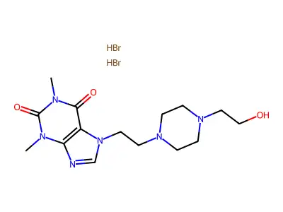 1H-Purine-2,6-dione, 3,7-dihydro-1,3-dimethyl-7-(2-(4-(2-hydroxyethyl)-1-piperazinyl)ethyl)-, dihydrobromide structure